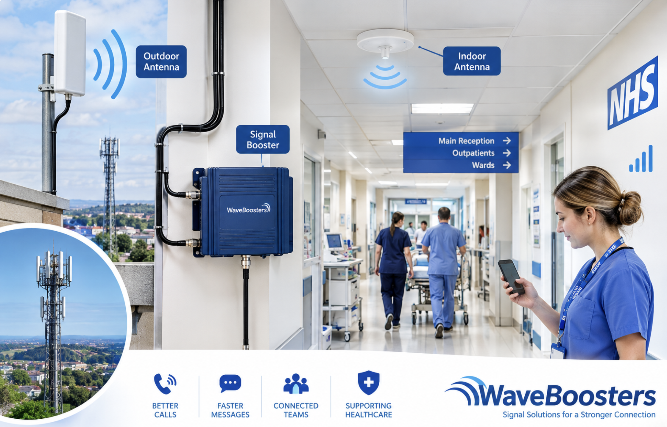 Hospital Signal Boosters: Improving Mobile Coverage Across NHS Facilities. 1 hospital signal boosters NHS facilities